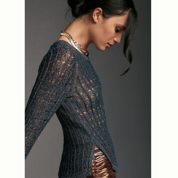 Anthropologie Pilcro Long-Sleeve Open-stitch Netting Sweater - Picture 4 of 5